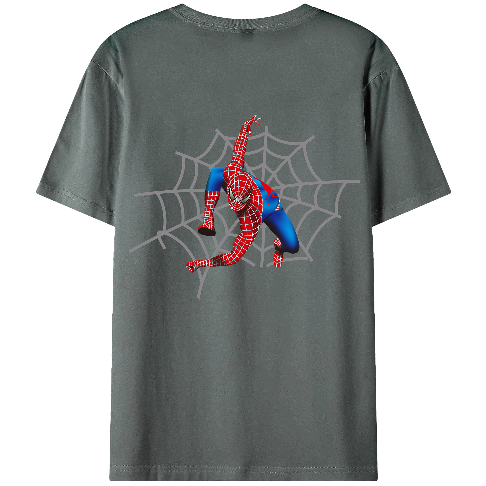 （画像用） Spider Man スパイダーマン 綿100％ メンズ半袖Tシャツ（バックプリント） 通気性